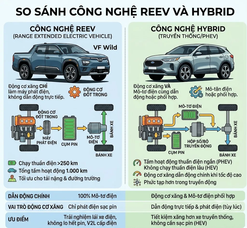 Giải Mã Công Nghệ REEV Trên VinFast VF Wild: Bước Ngoặt Mới Của Xe Bán Tải 29 Giải Mã Công Nghệ REEV Trên VinFast VF Wild: Bước Ngoặt Mới Của Xe Bán Tải so sanh REEV va HYBIRD Giải Mã Công Nghệ REEV Trên VinFast VF Wild: Bước Ngoặt Mới Của Xe Bán Tải